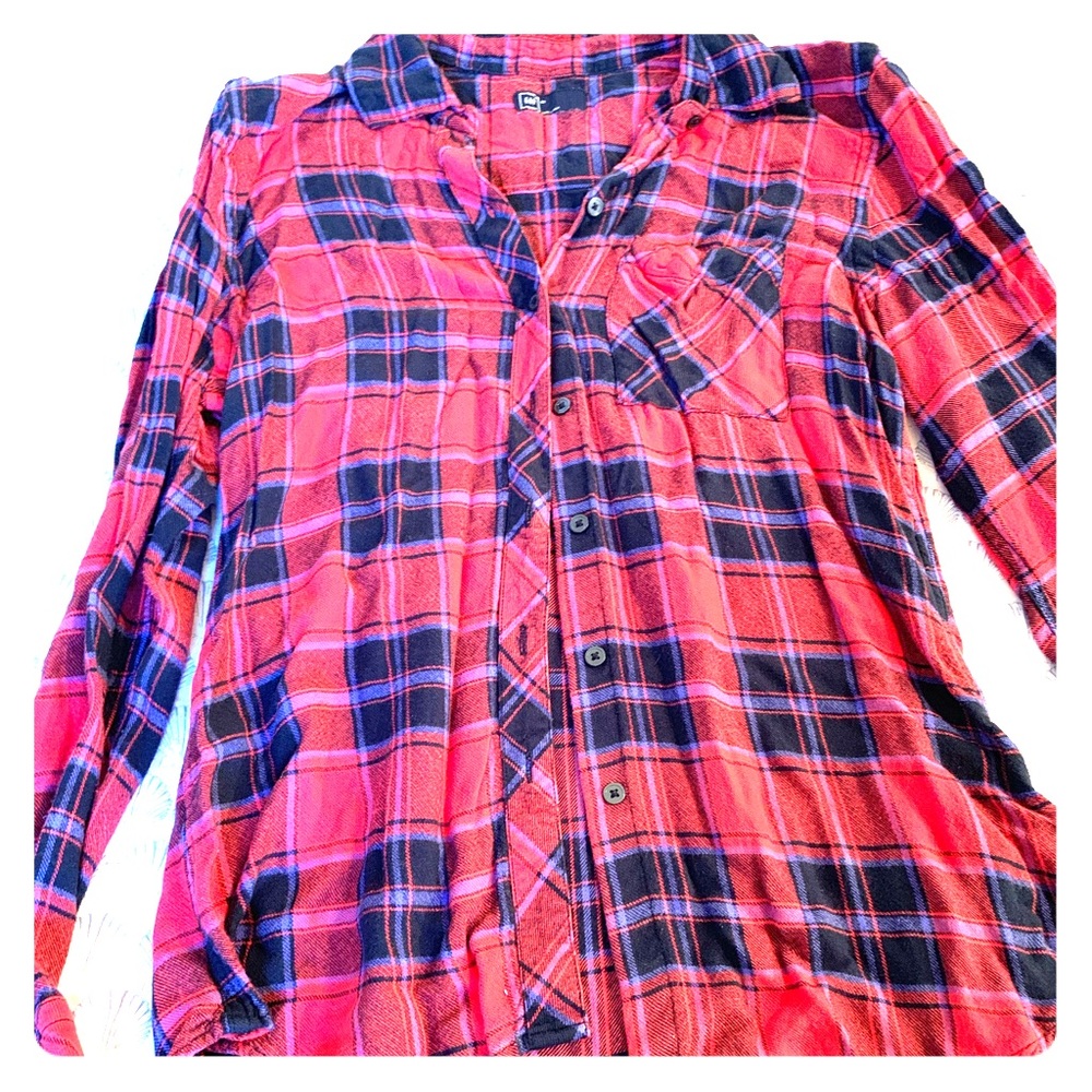 Super comfy red and navy flannel